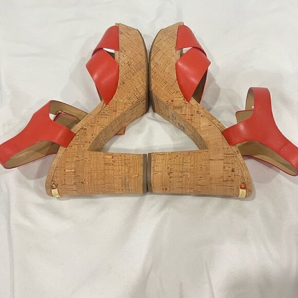 Michael kors Natalia cork platforms orange open toe sandals size 9.5 - Picture 6 of 8